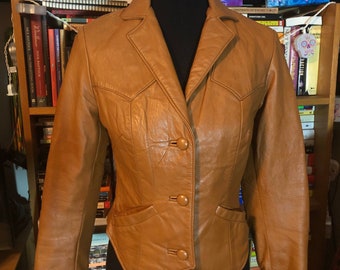 70’s/80’s Fitted Caramel Leather Jacket by David James