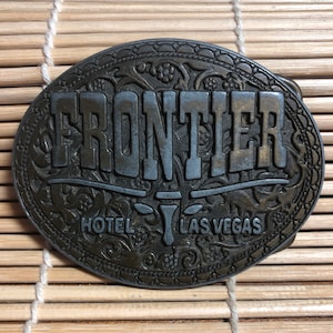 70’s Brass Frontier Hotel Las Vegas Belt Buckle