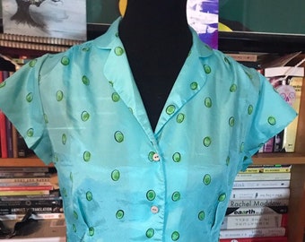 1980's Cap Sleeved Fitted Blouse by Upper Class