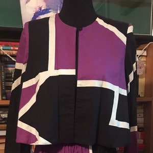 70&#39;s/80&#39;s Geometric Cropped Swing Jacket and Elastic Waist Skirt from N.R. 1 by Neo Gould