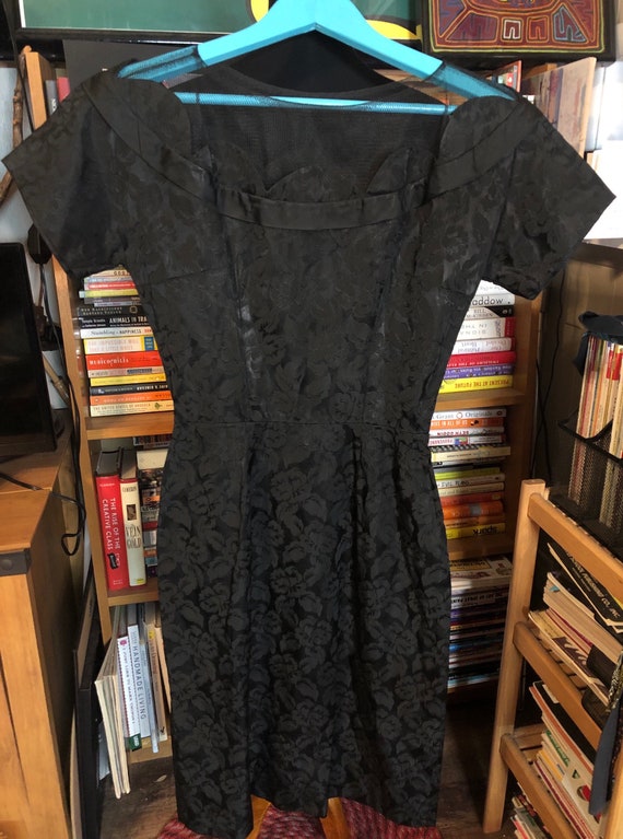 50’s/60's  Damask Sheath Dress with Scalloped Neck