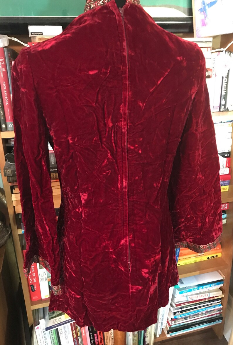 1960/'s Artbro Brand Nehru Collar Crushed Velvet TunicMinidress