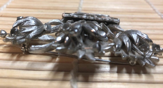 50’s Unsigned Silvertone Dimensional Flower Pot B… - image 4