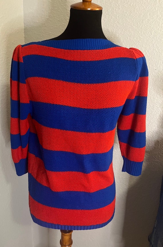 80’s Three Quarter Sleeve Striped Boatneck Sweater