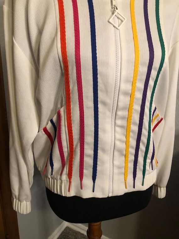 80’s Polyester Athletic Jacket with Multicolored … - image 3