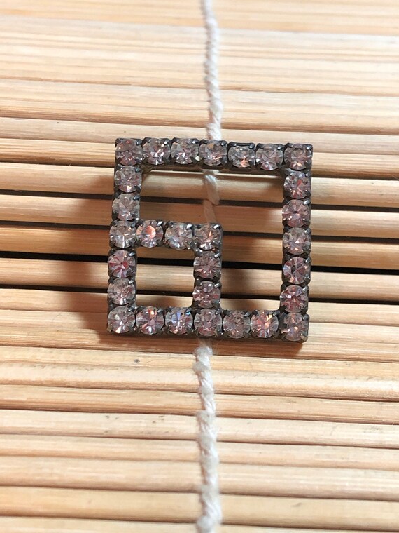 Unsigned Square Rhinestone Pin - image 2