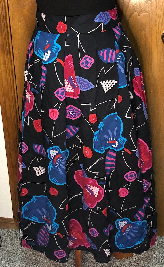 80’s Happy Legs Rayon Print Skirt