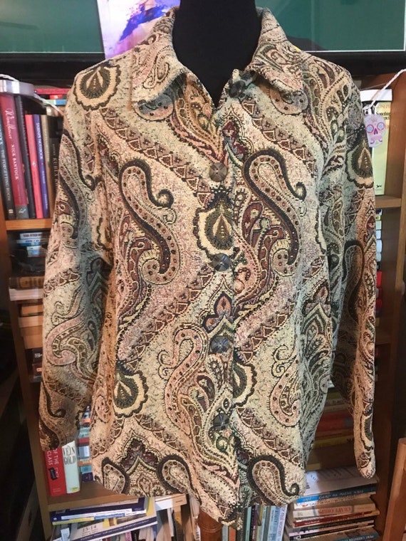 90's Units Brand Paisley Tapestry Jacket with Sequin Accents