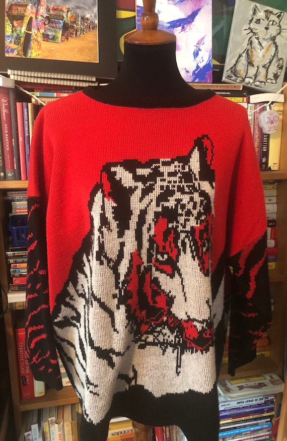 80’s Oversized Metallic Tiger Sweater