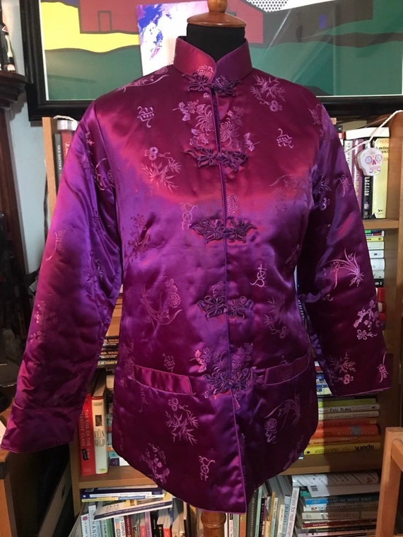 Vintage Chinese Royal Purple Padded Silk Jacket
