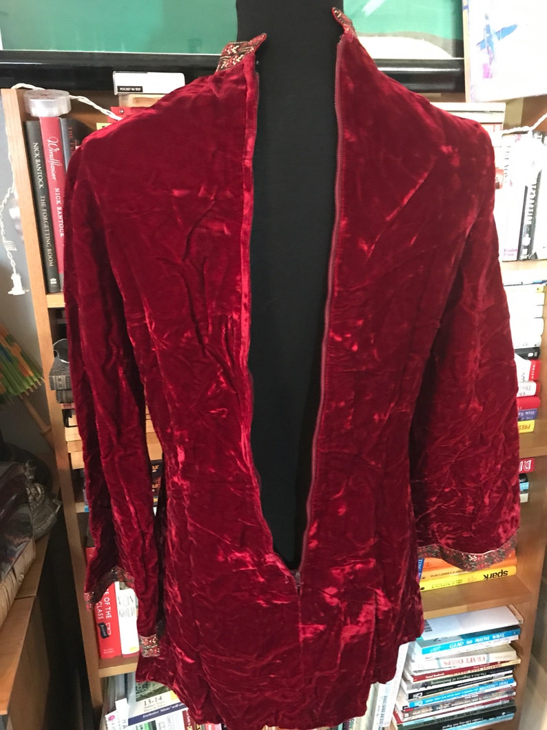 1960/'s Artbro Brand Nehru Collar Crushed Velvet TunicMinidress