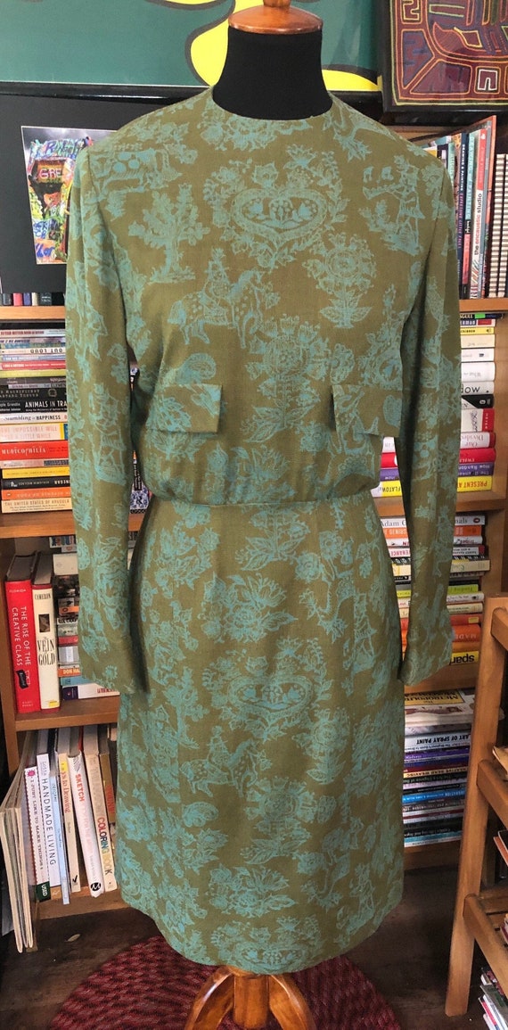 50’s Handmade Folk Print Sheath Dress