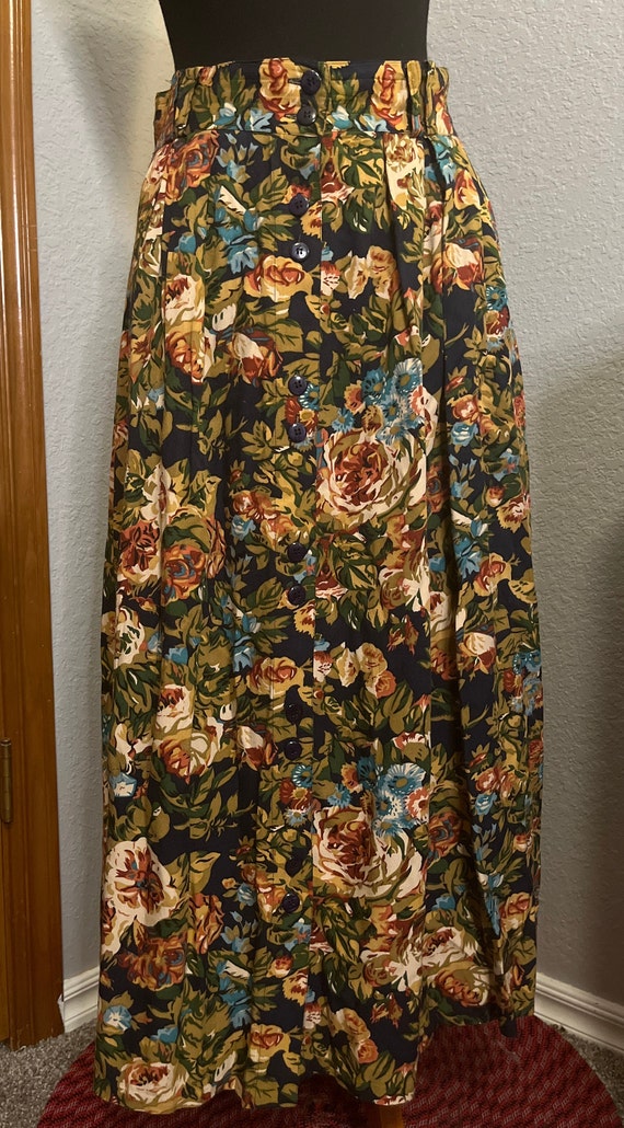 80’s/90’s Forenza Button Front Rayon Floral Skirt - image 2