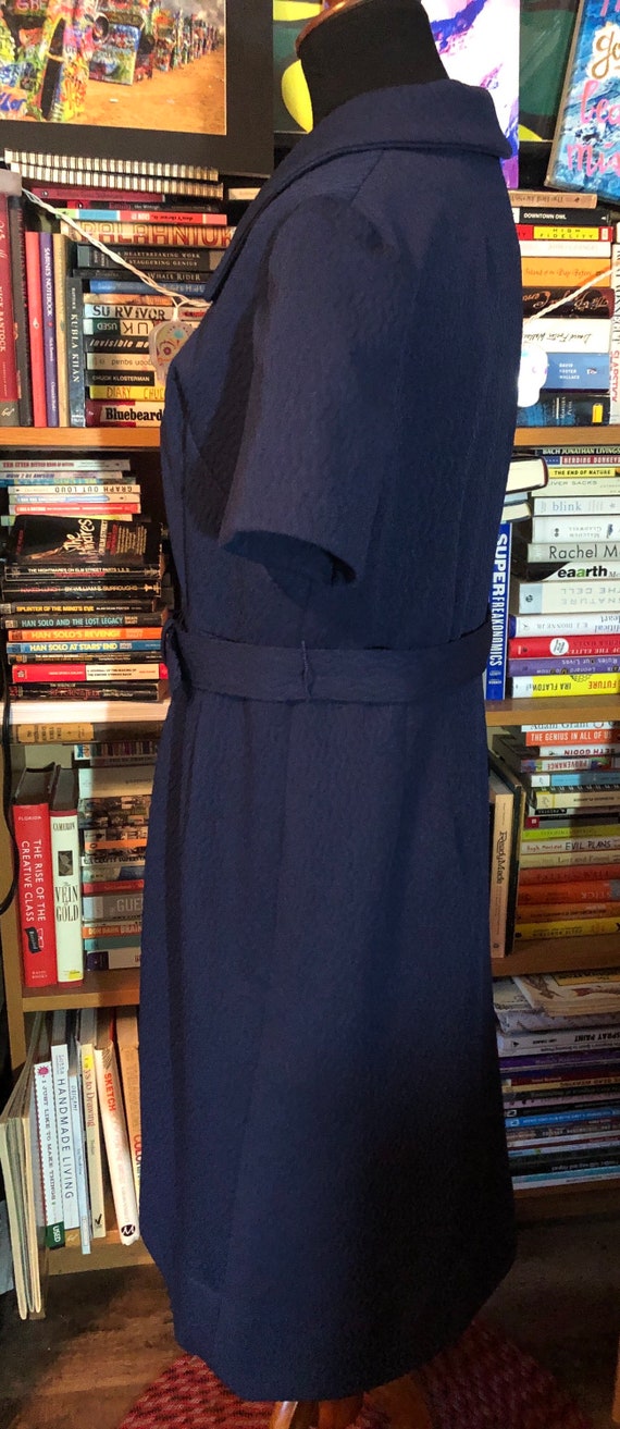 60’s/70’s Handmade Navy Blue Polyester Day Dress - image 2