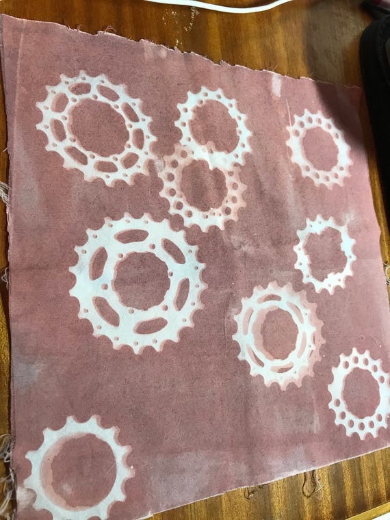 Items similar to Handmade Inkodye gearprinted fabric on Etsy