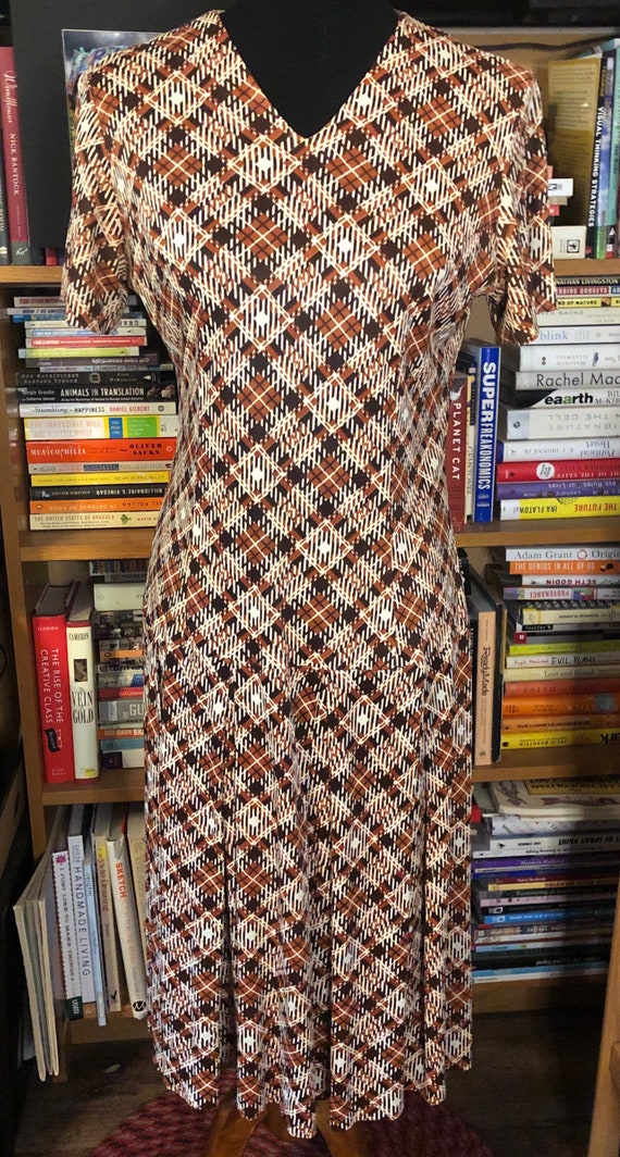 60's Drop Waist Plaid Polyester Dress - image 1