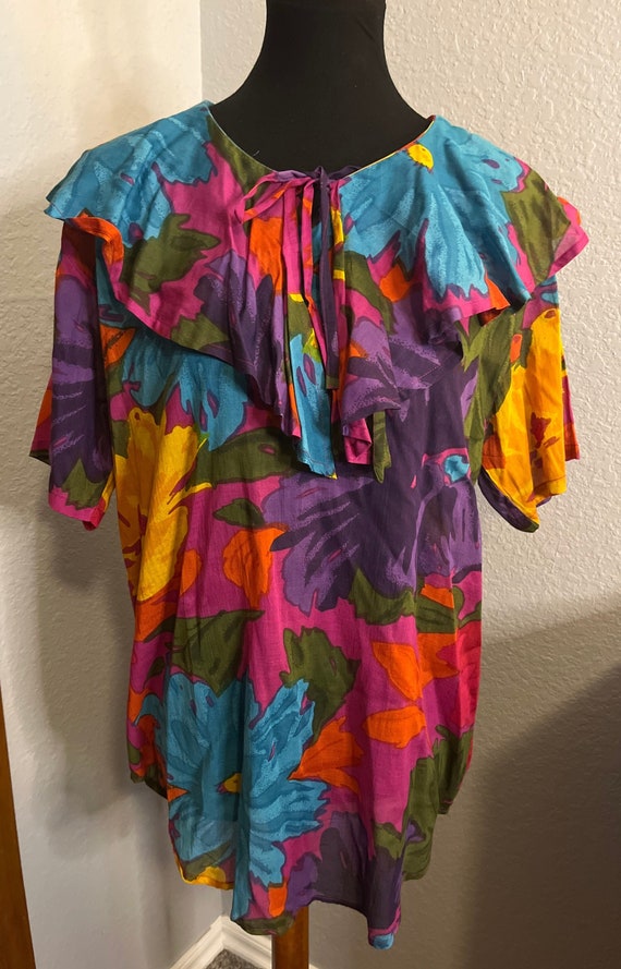 80’s/90’s Gitano Floral Half Sleeve Tunic Blouse