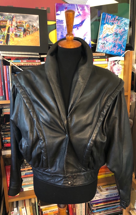 80’s Cropped Black Leather Jacket