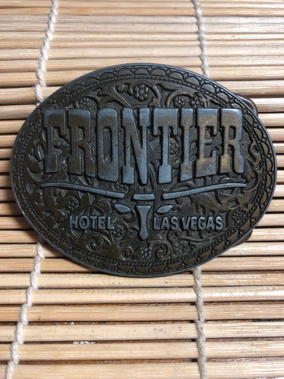 70’s Brass Frontier Hotel Las Vegas Belt Buckle