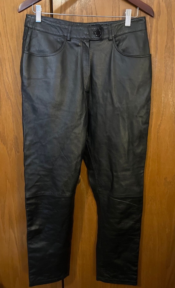 Harve Benard High Waisted Black Leather Pants