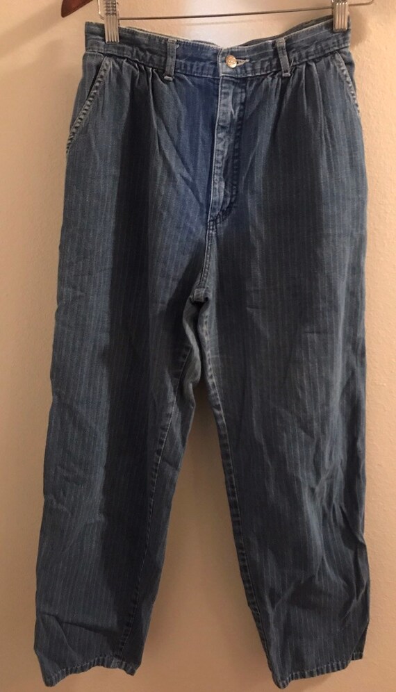 1980's Lee Riders High Rise Chalk Stripe Light We… - image 3