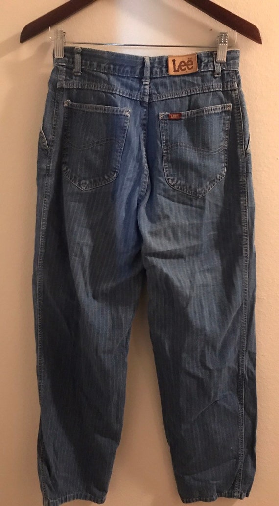 1980's Lee Riders High Rise Chalk Stripe Light We… - image 4