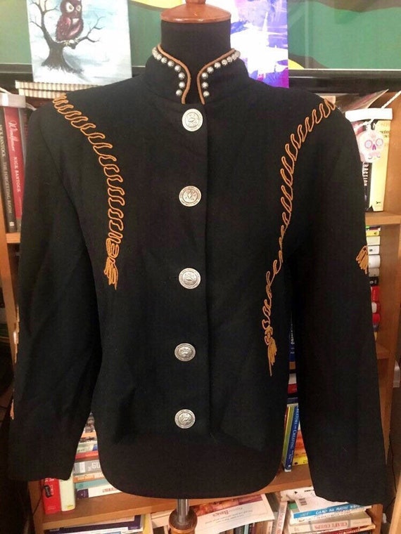 Western Style Embroidered Wool Jacket with Concho 