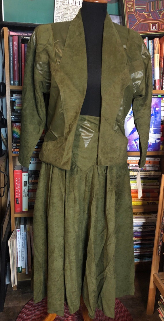 80’s Olive Green Jacket and Skirt by City Girl - NEW WITH TAGS