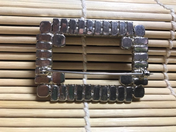 Unsigned Rectangular Rhinestone Brooch - image 3