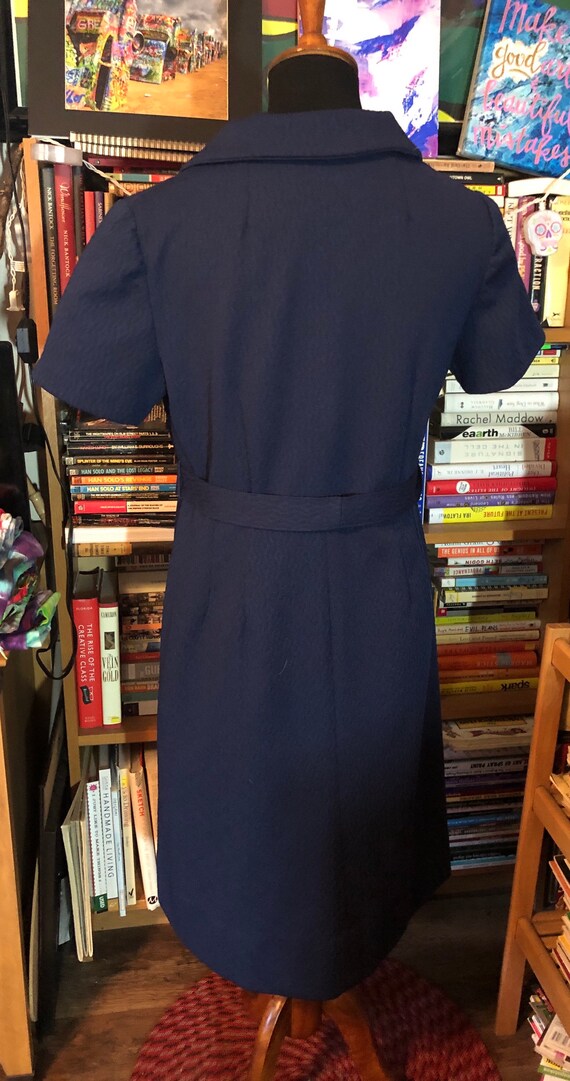 60’s/70’s Handmade Navy Blue Polyester Day Dress - image 3