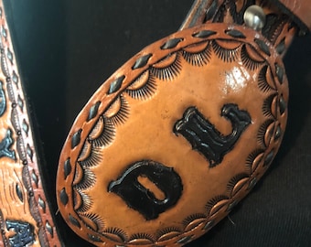 Early 2000's Personalized  Handmade Tooled Leather Belt