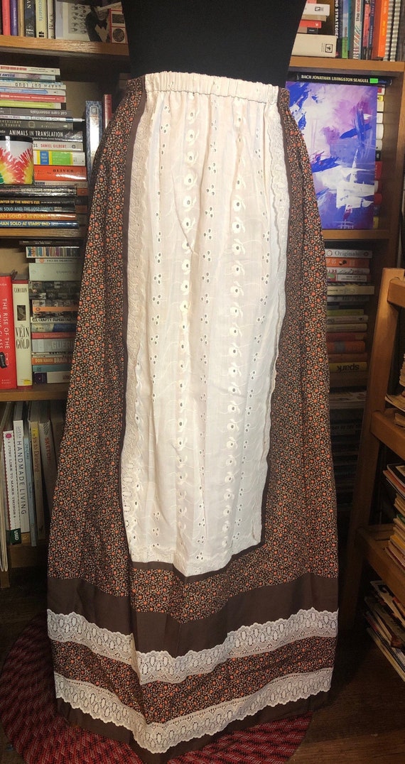 70’s Patchwork Floral Maxi Skirt with Eyelet Inset