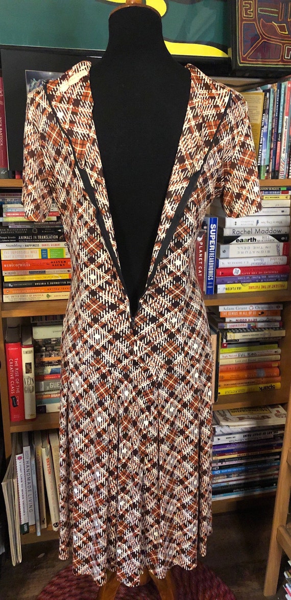 60's Drop Waist Plaid Polyester Dress - image 3