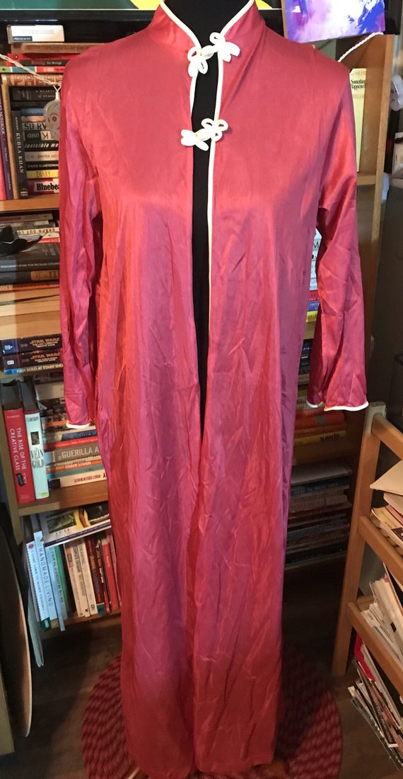 1970's Long Nylon Robe with Frog Closures by Philm