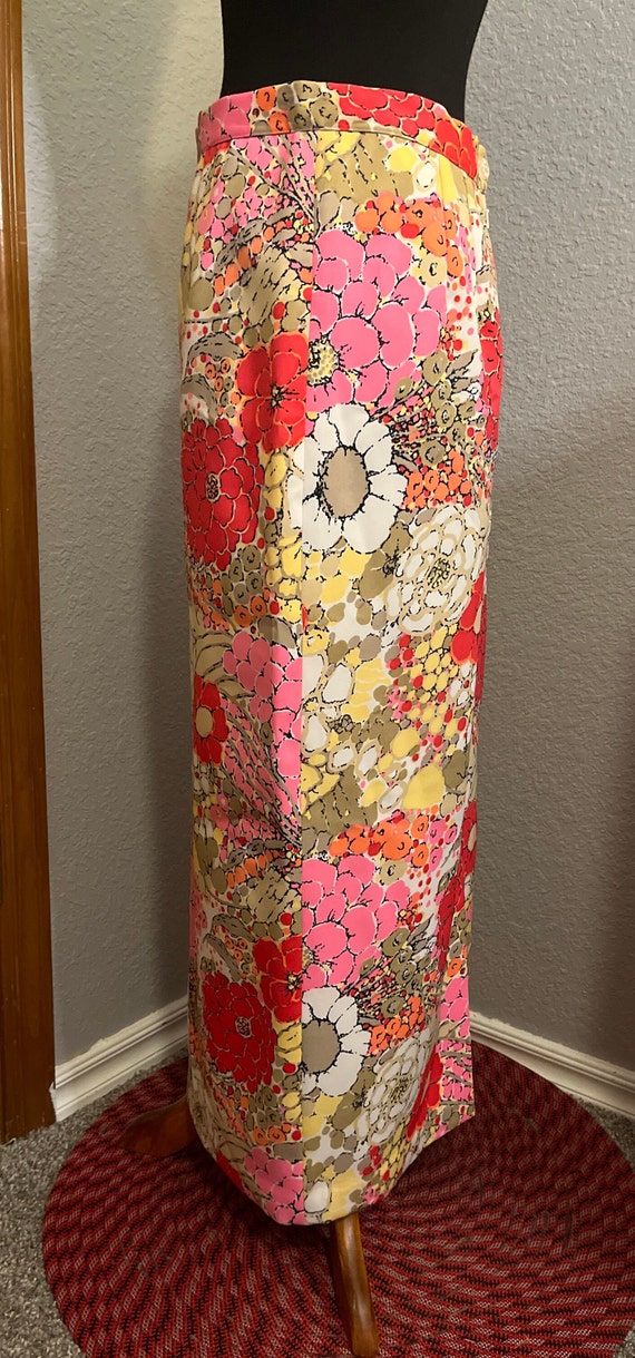 60’s/70’s Floral Print Polyester Maxi Skirt - image 2