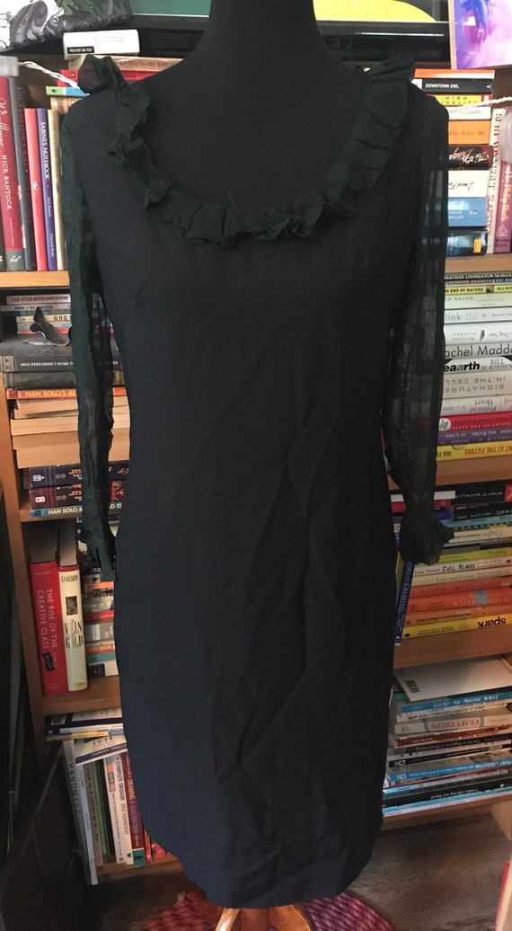1950's Scoop Neck Sheer Sleeve Little Black Dress