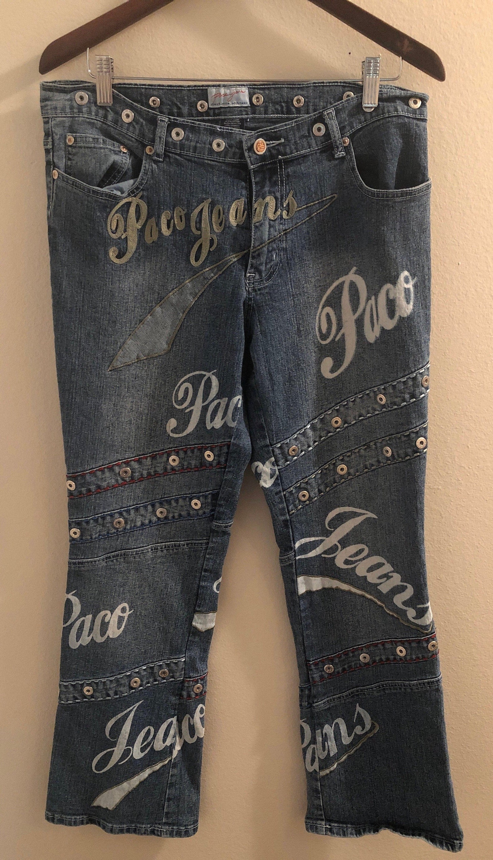 90s Womens Paco Jeans With Embroidery and Snap Details | Etsy