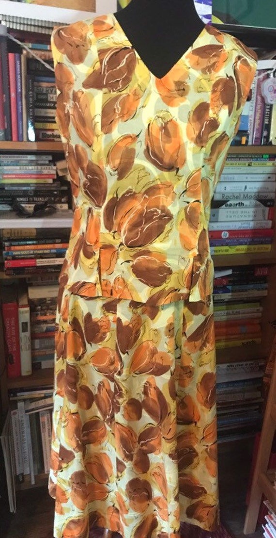 70's Handmade Sleeveless Shell and Skirt Set