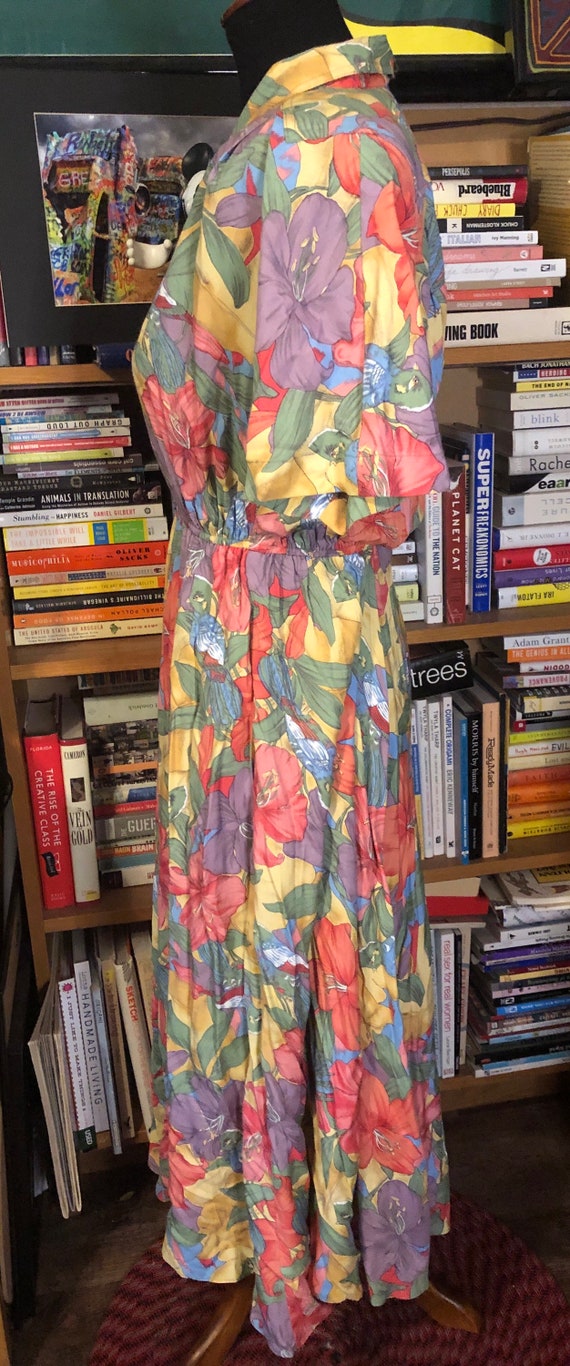 80’s Hibiscus and Parrot Print Dress by Carol And… - image 3