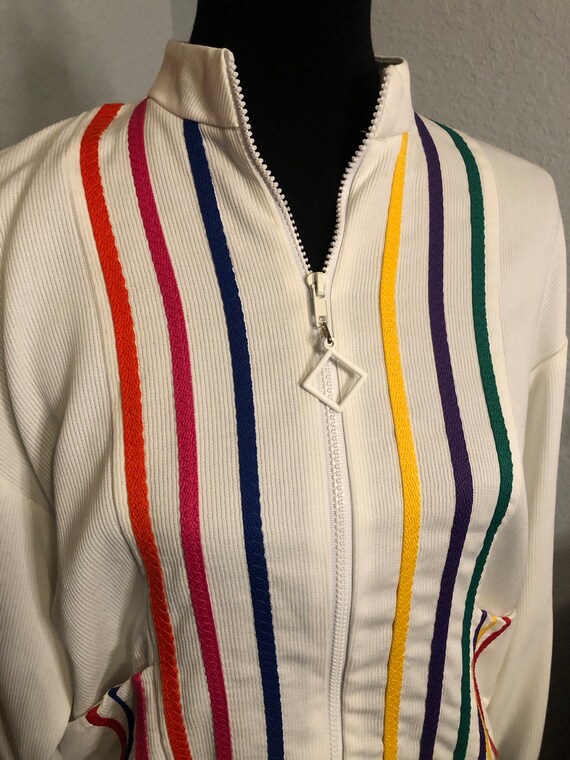 80’s Polyester Athletic Jacket with Multicolored … - image 2