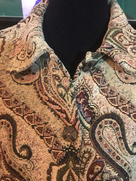 90's Units Brand Paisley Tapestry Jacket with Sequin Accents View 2