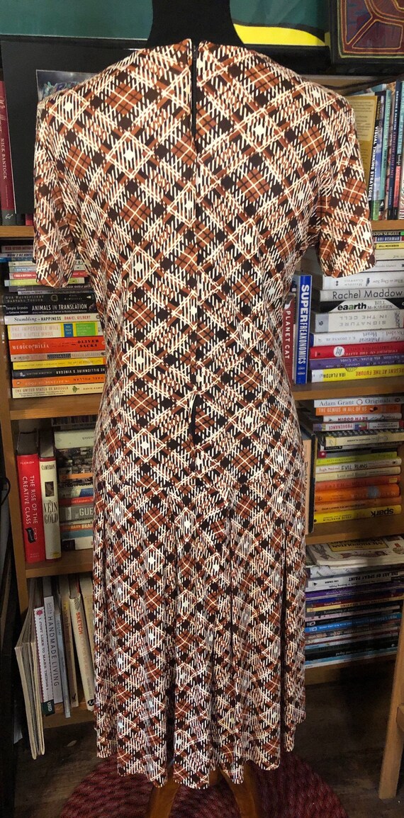 60's Drop Waist Plaid Polyester Dress - image 4