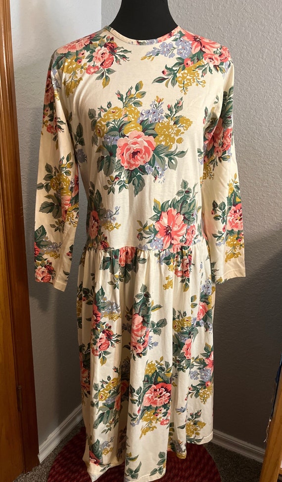 90’s Adrienne Vittadini Sport Cotton Floral Print Dress