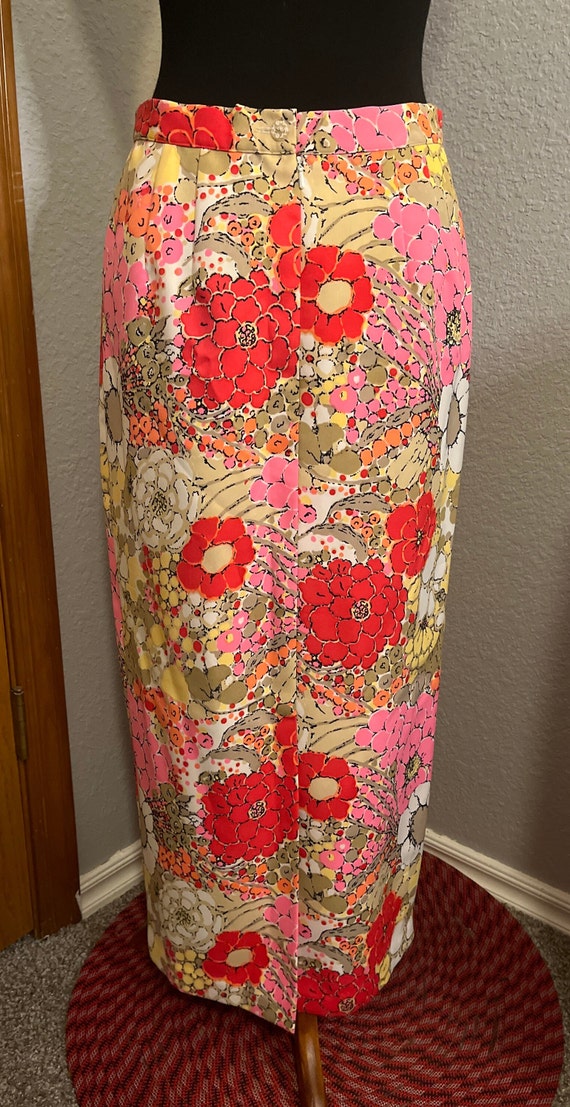 60’s/70’s Floral Print Polyester Maxi Skirt - image 3