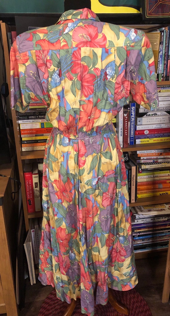 80’s Hibiscus and Parrot Print Dress by Carol And… - image 4
