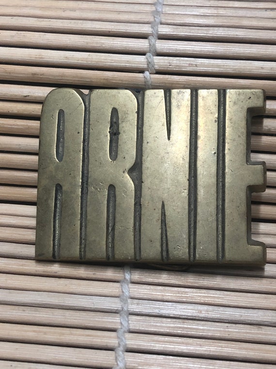 1978 Baron Brass “Arnie” Nameplate Belt Buckle - image 1