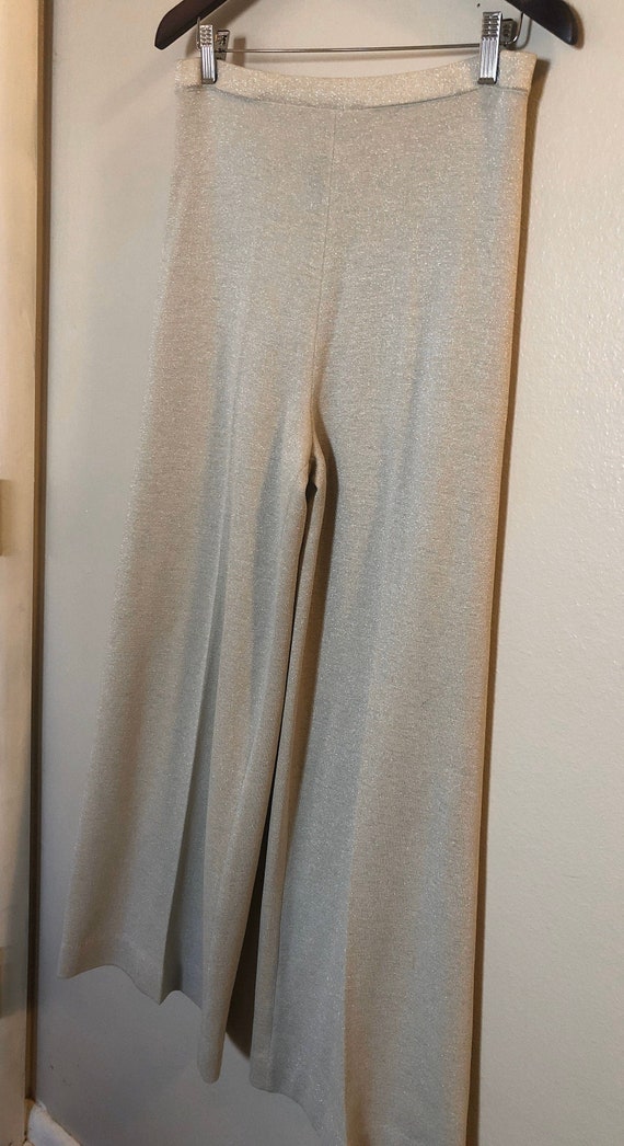 70’s Silver Metallic Sweater Knit Pants by Jon Mic