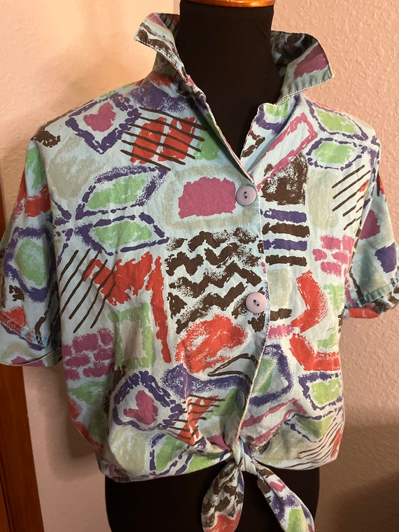 80’s Boxy Tie Front Top by California Connections - image 2