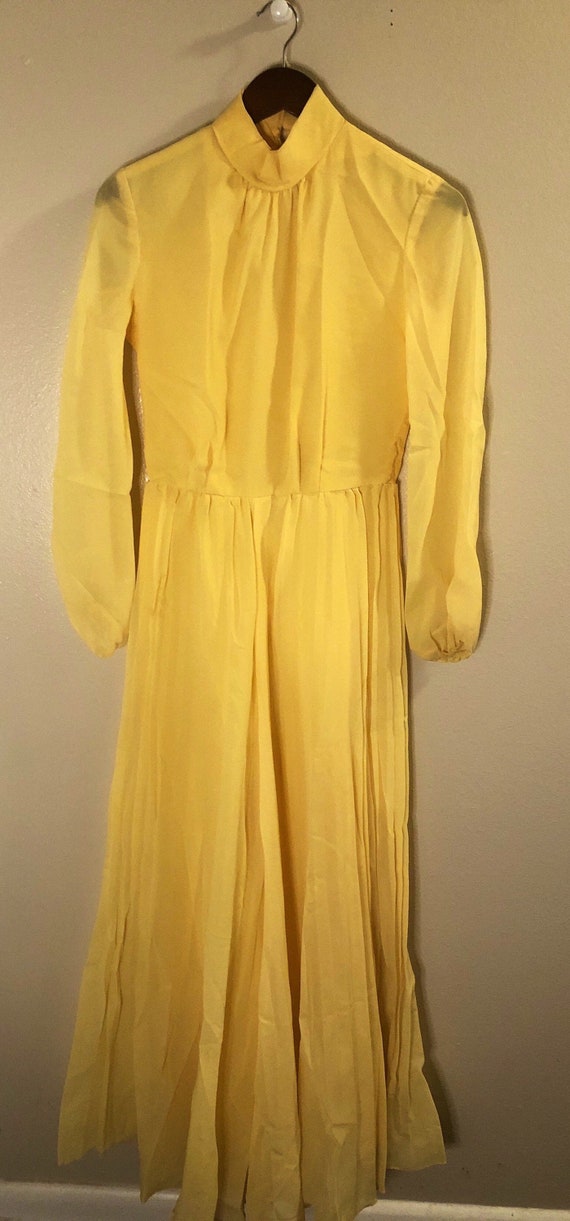 70's Lenny K Bright Yellow Wide Leg Pleated Pant J