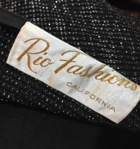 60's Black Sleeveless Sweater with Metallic Thread - image 5